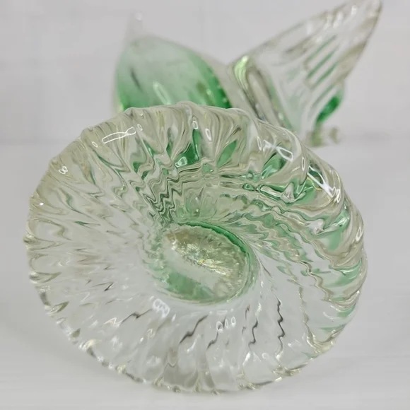 Vintage Murano Art Glass Swan Bird Clear and Green Italy Very Rare Pieces